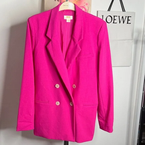 Maeve Anthropologie Double Breasted Boxy Blazer Pink - Picture 2 of 7